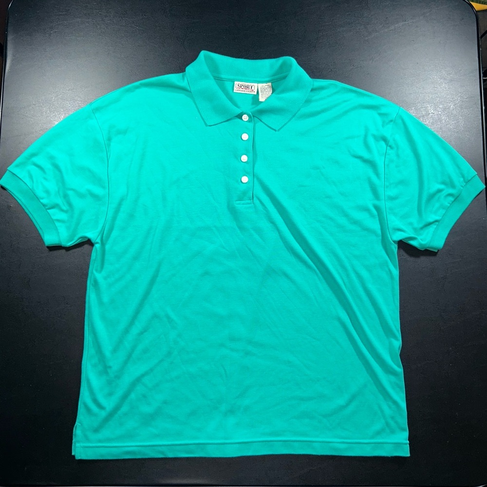 Vintage 80s-90s Sport Carriage Court Teal Polo Shirt XL Sears, Roebuck & Co.